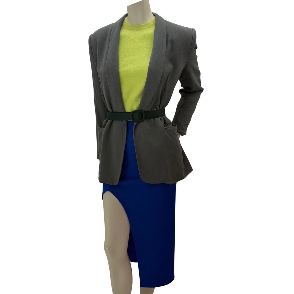 4Pc Outfit‎ French Connection Sweater Vintage Blazer Blue Skirt Office Siren S/L